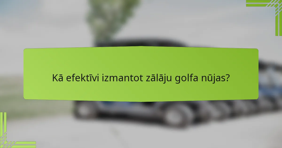 Kā efektīvi izmantot zālāju golfa nūjas?