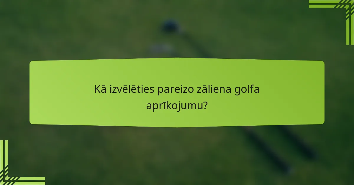 Kā izvēlēties pareizo zāliena golfa aprīkojumu?