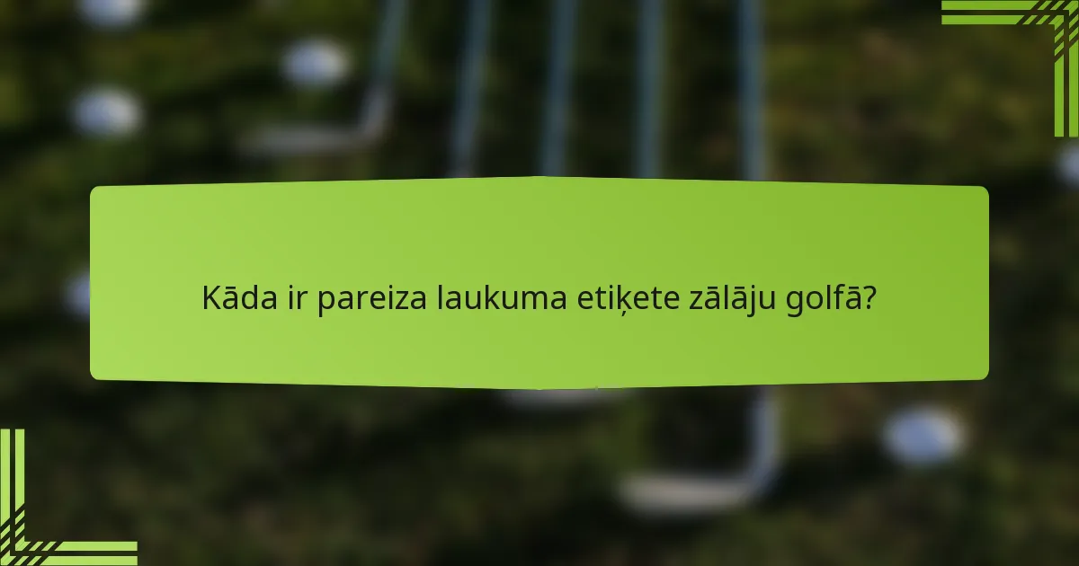 Kāda ir pareiza laukuma etiķete zālāju golfā?