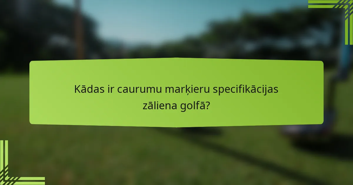 Kādas ir caurumu marķieru specifikācijas zāliena golfā?