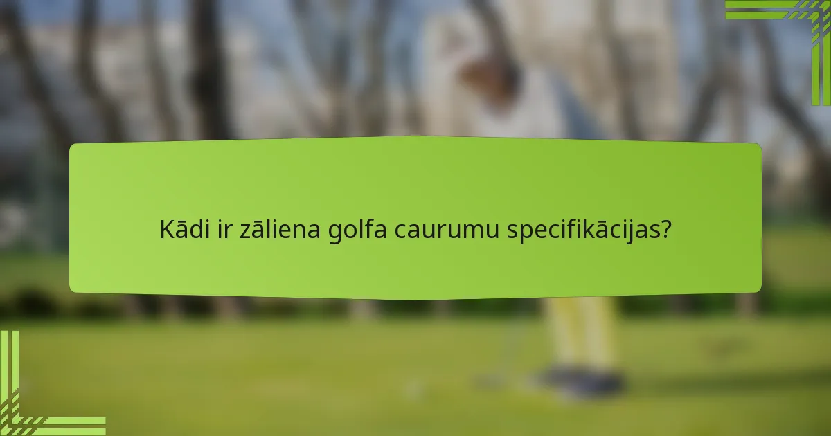 Kādi ir zāliena golfa caurumu specifikācijas?
