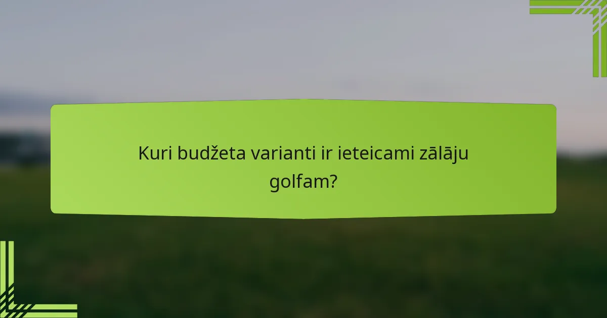 Kuri budžeta varianti ir ieteicami zālāju golfam?
